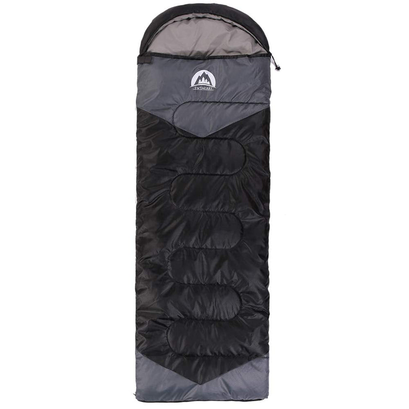 Sleeping Bag 3 Seasons (Summer, Spring, Fall) Warm & Cool Weather - Lightweight,Waterproof Indoor & Outdoor Use for Kids, Teens & Adults for Camping Hiking, Backpacking and Survival (Black Grey) 🍁 All In One Marketplace Canada