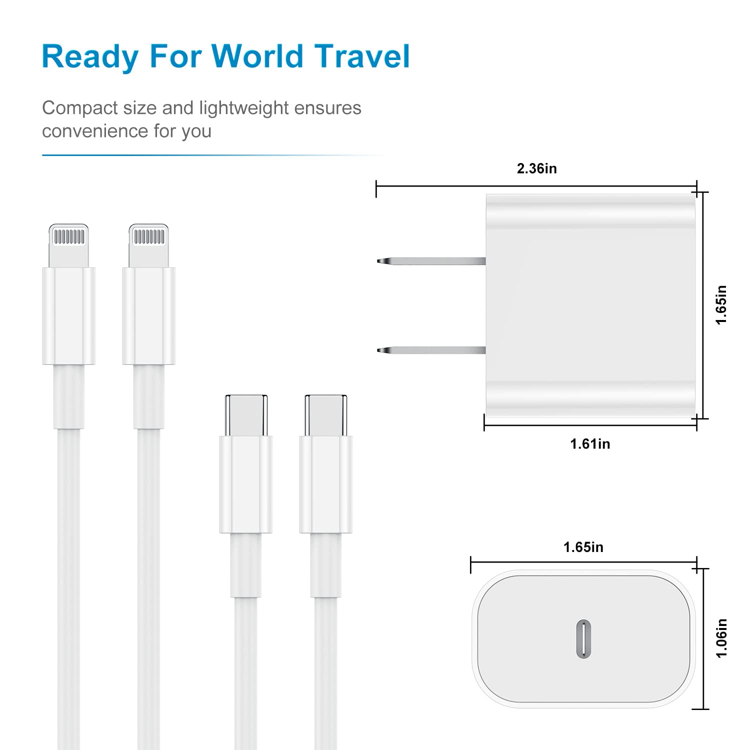 2Pack Apple Certified iPhone Charger Fast Charging, PD USB C Wall Charger Block with Type C to Lightning Cable 6ft Compatible with iPhone 14/14 Plus/13 Pro Max/12/12 Pro/11/iPad 🍁 All In One Marketplace Canada