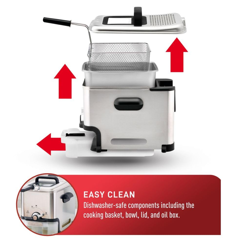 T-fal 3.5L Deep Fryer with Oil Filtration System: 1700W Stainless Steel Fryer, Dishwasher Safe Parts, Digital Timer, Adjustable Temperature Control for Perfect Golden Crispy Results 🍁 All In One Marketplace Canada