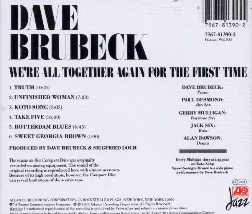 Dave Brubeck / We're All Together Again For The First Time - CD (Used)