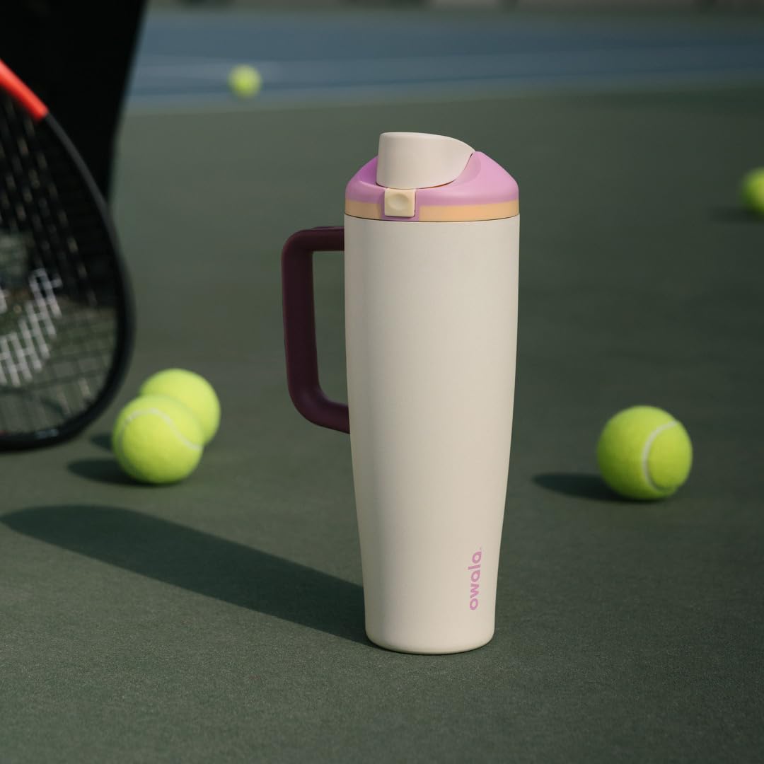 Owala FreeSip Tumbler Insulated Stainless Steel Water Bottle with Built-in Straw and Side Handle, for Travel, Work, School, and Sports, 40oz, BPA Free, Leak Proof, Dreamy Field 🍁 All In One Marketplace Canada