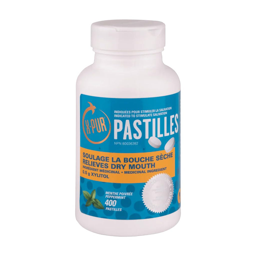 X-PUR - Xylitol Breath Mints For Dry Mouth And Bad Breath - Peppermint Flavored Xylitol Pastilles - Stimulates Saliva - 100% Natural Mouth and Breath Freshener - Bottle of 400 Pastilles 🍁 All In One Marketplace Canada