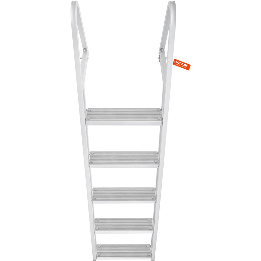 VEVOR Dock Ladder, Removable 5 Steps, 350 lbs Load Capacity, Aluminum Alloy Pontoon Boat Ladder with 4'' Wide Step & Nonslip Mat, Easy to Install for Ship/Lake/Pool/Marine Boarding 🍁 All In One Marketplace Canada