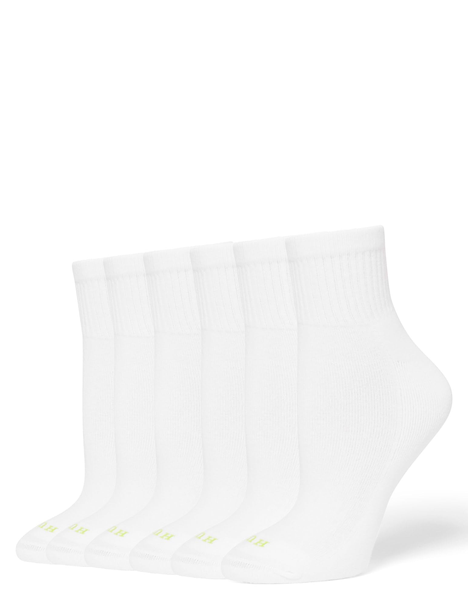 Hue Women's Mini Crew Sock 6 Pair Pack, White - 6 Pair Pack, One Size 🍁 All In One Marketplace Canada