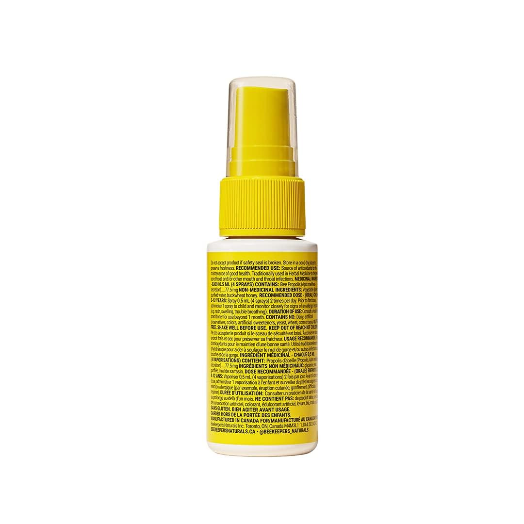 BEEKEEPER'S NATURALS Propolis Throat Spray for Kids - Made with 77mg Bee Propolis Extract - Natural Immune Support & Sore Throat Relief - Has Antioxidants & Gluten-Free (1.06 oz) 🍁 All In One Marketplace Canada