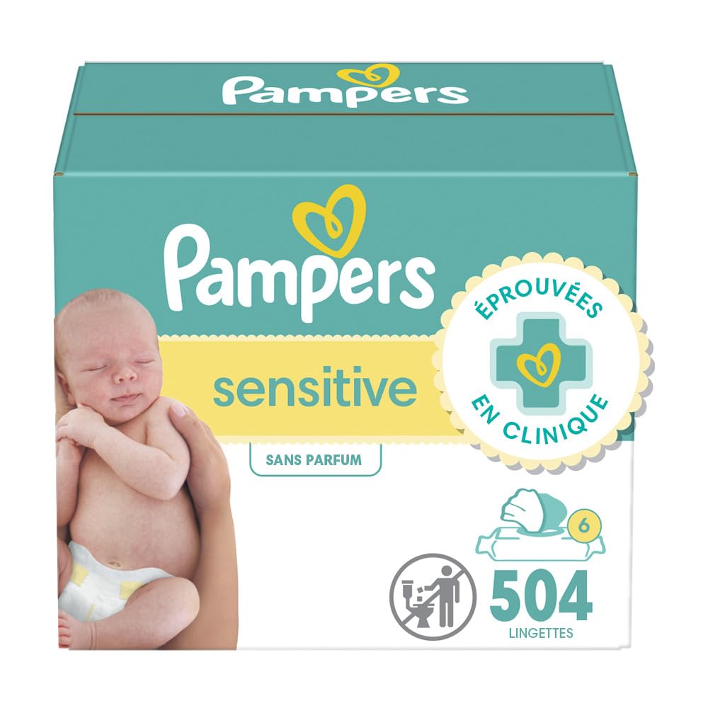 Pampers Sensitive Baby Wipes, Clinically Proven, Water Based, Hypoallergenic and Unscented Baby Wipes, 504 Baby Wipes Total (6X Flip-Top Packs) 🍁 All In One Marketplace Canada