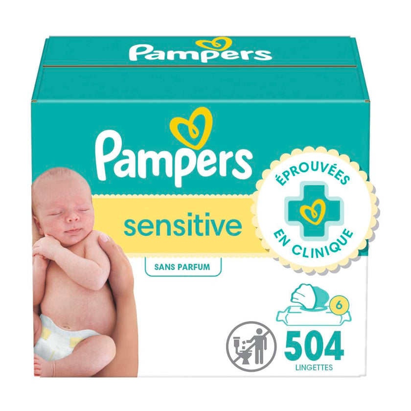 Pampers Sensitive Baby Wipes, Clinically Proven, Water Based, Hypoallergenic and Unscented Baby Wipes, 504 Baby Wipes Total (6X Flip-Top Packs) 🍁 All In One Marketplace Canada