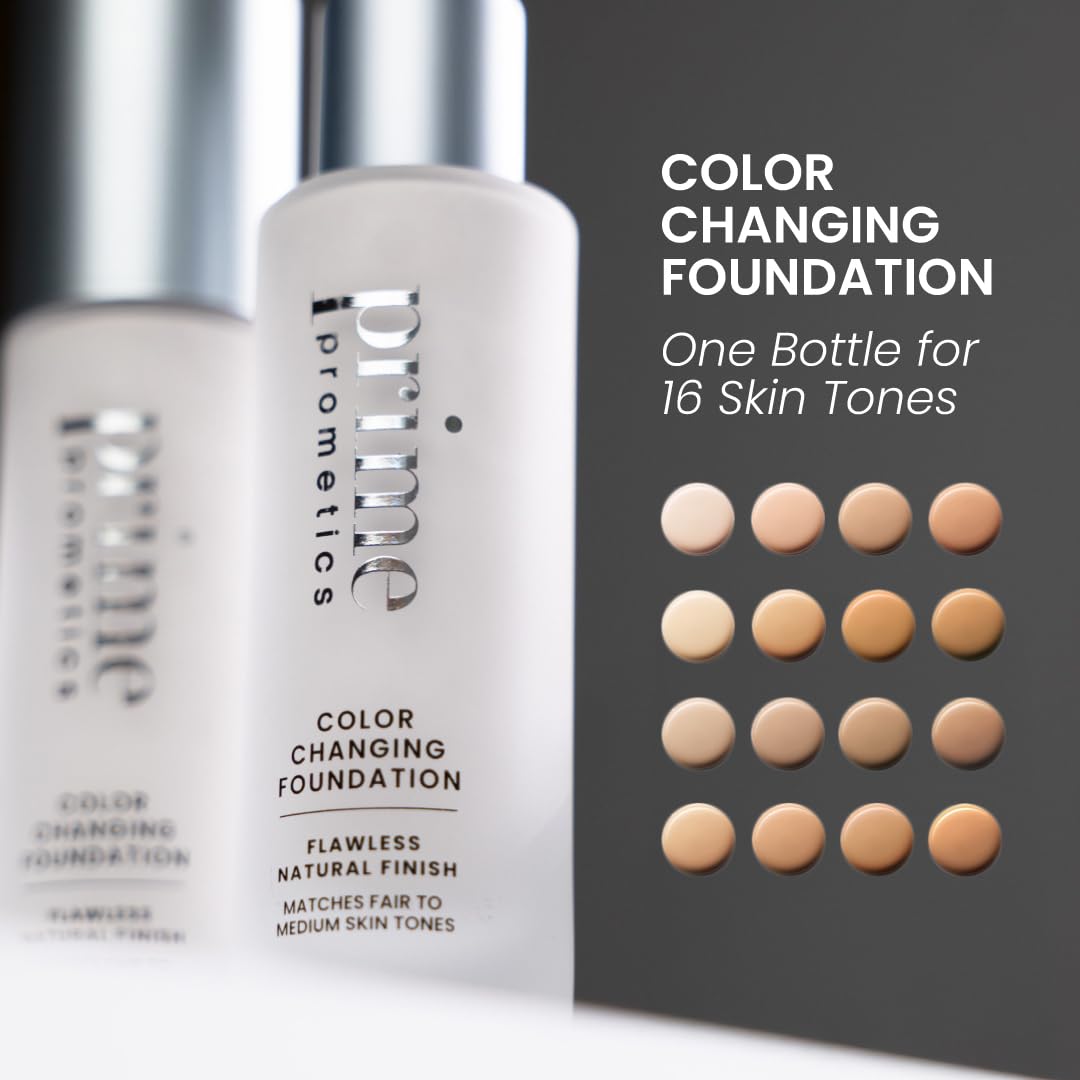 Prime Prometics Color Changing Foundation for Mature Women – Instantly Adapts to Your Skin Tone – Buildable Light-to-Medium Coverage – 12-Hour Wear – Natural Dewy Finish – Hypoallergenic 🍁 All In One Marketplace Canada