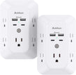 2 Pack USB Wall Charger Surge Protector, Multi Plug Outlet with 5 Outlet Extender and 4 USB Charging Ports (2 USB C Outlet) 3 Sided 1800J Power Bar for Home Travel Office 🍁 All In One Marketplace Canada