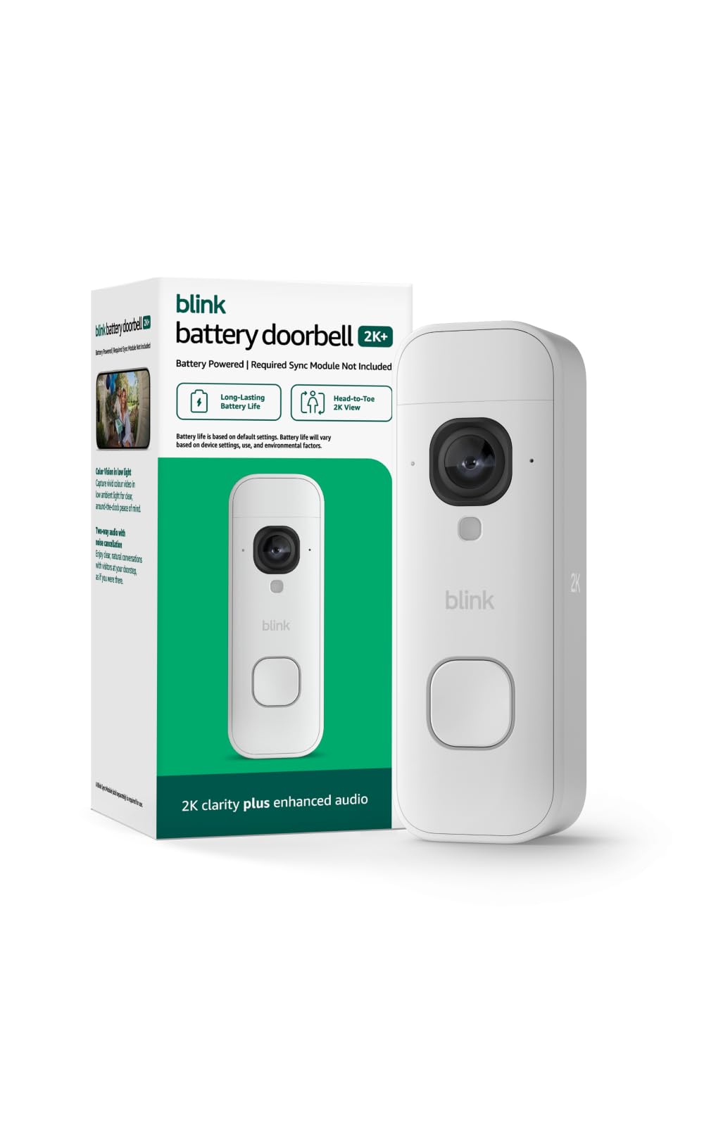 Blink Battery Doorbell 2K+ (newest model) — Wireless video doorbell, 2K resolution, enhanced audio. Required Sync Module not included – Add-On (White) 🍁 All In One Marketplace Canada