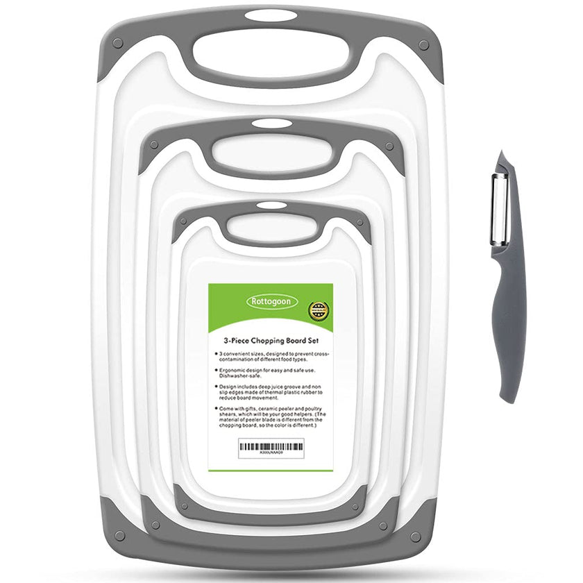 Cutting Boards for Kitchen, Plastic Chopping Board Set of 4 with Non-Slip Feet and Deep Drip Juice Groove, Easy Grip Handle 🍁 All In One Marketplace Canada