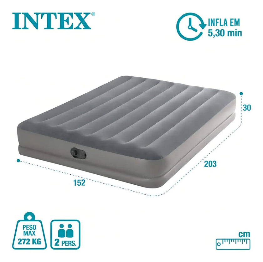 INTEX 64114E Dura-Beam Standard Prestige Air Mattress: Fiber-Tech – Queen Size – Built-in USB Electric Pump – 12in Bed Height – 600lb Weight Capacity 🍁 All In One Marketplace Canada