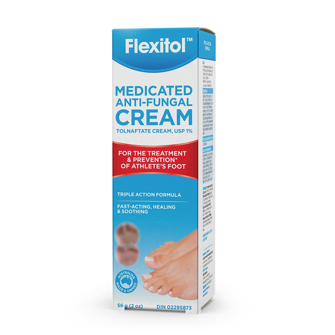 Flexitol Medicated Anti-Fungal Cream for Athlete's Foot - Best OTC Treatment for Foot Fungus & Fungal Infections, Effective Anti-Fungal Cream for Feet (56g) 🍁 All In One Marketplace Canada