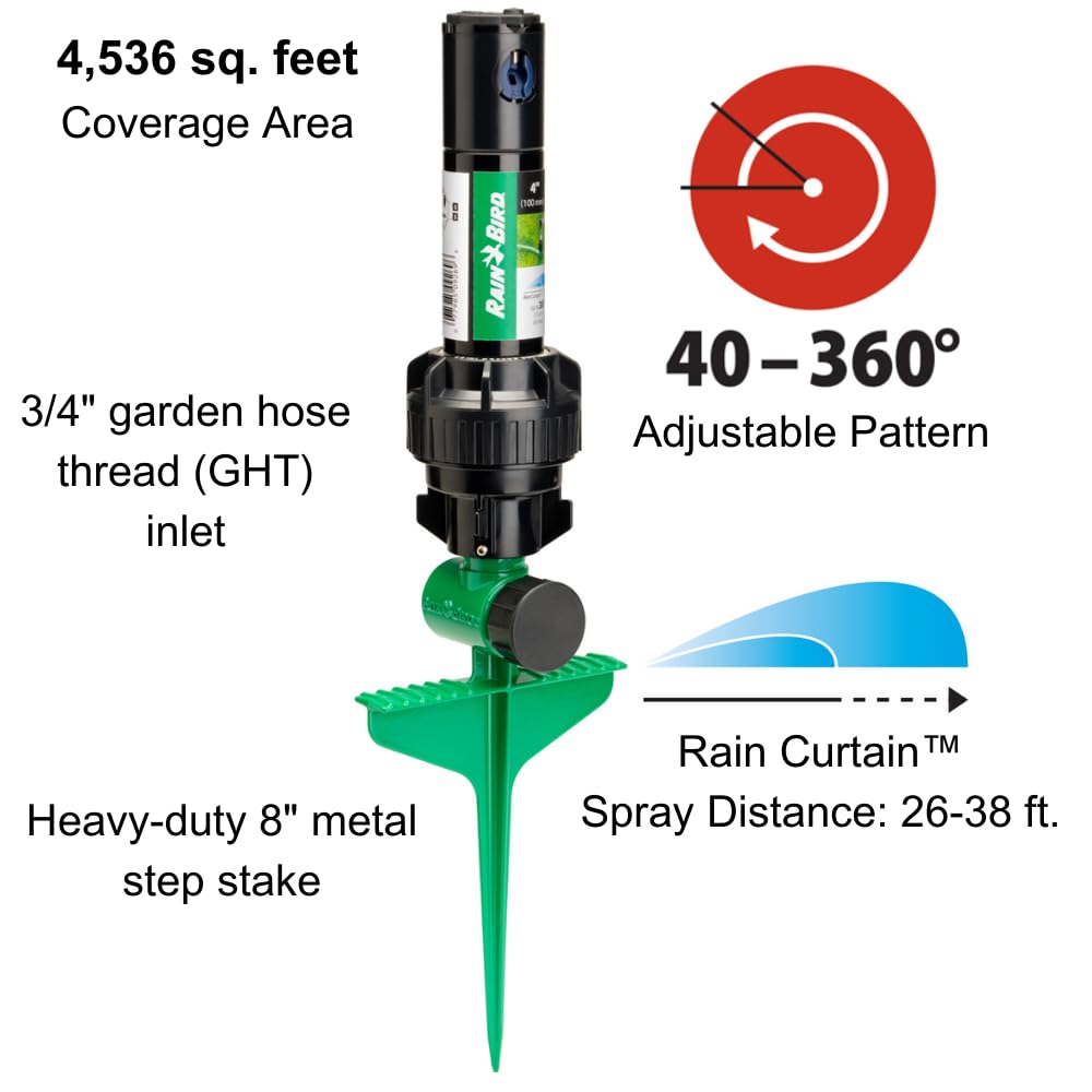 Rain Bird 42SASPG 42SA Gear Drive Rotor Sprinkler on Heavy Duty Green Spike, Adjustable 40° - 360° Pattern, 26' - 38' Spray Distance 🍁 All In One Marketplace Canada