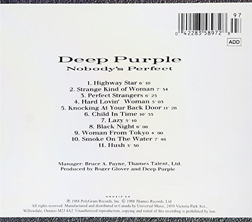 Deep Purple / Nobody's Perfect - CD (Used)