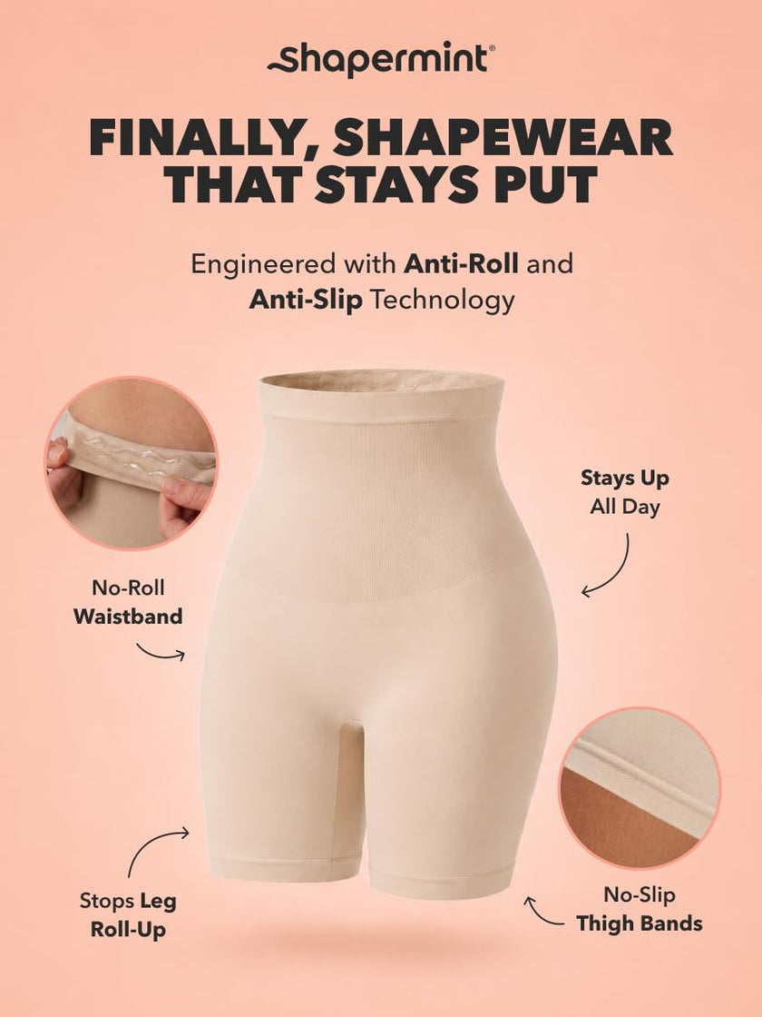 Shapermint High Waisted Body Shaper Shorts - Shapewear for Women Tummy Control Small to Plus-Size Nude Small 🍁 All In One Marketplace Canada