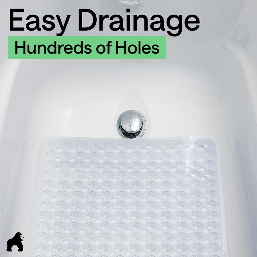 GORILLA GRIP Patented Bath Tub Shower Mat, Machine Washable Bathtub Floor Liner Mats, Suction Cups and Drain Holes to Keep Tubs Clean, Bathroom Essentials, 89x41 cm, Clear 🍁 All In One Marketplace Canada