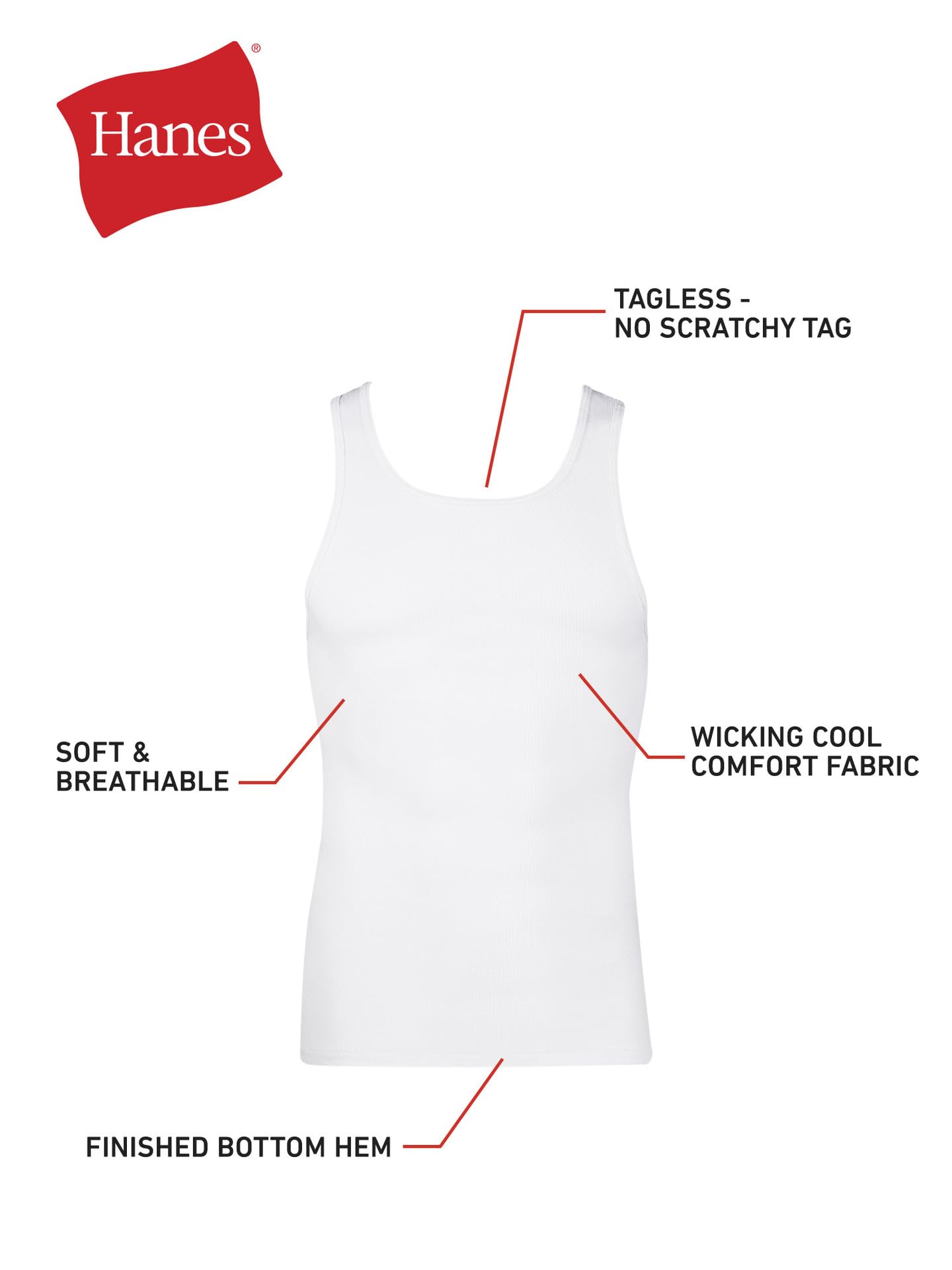 Hanes Men’s Ribbed Tank, Cotton Undershirt Tank, 6-Pack, Assorted, Size Medium 🍁 All In One Marketplace Canada