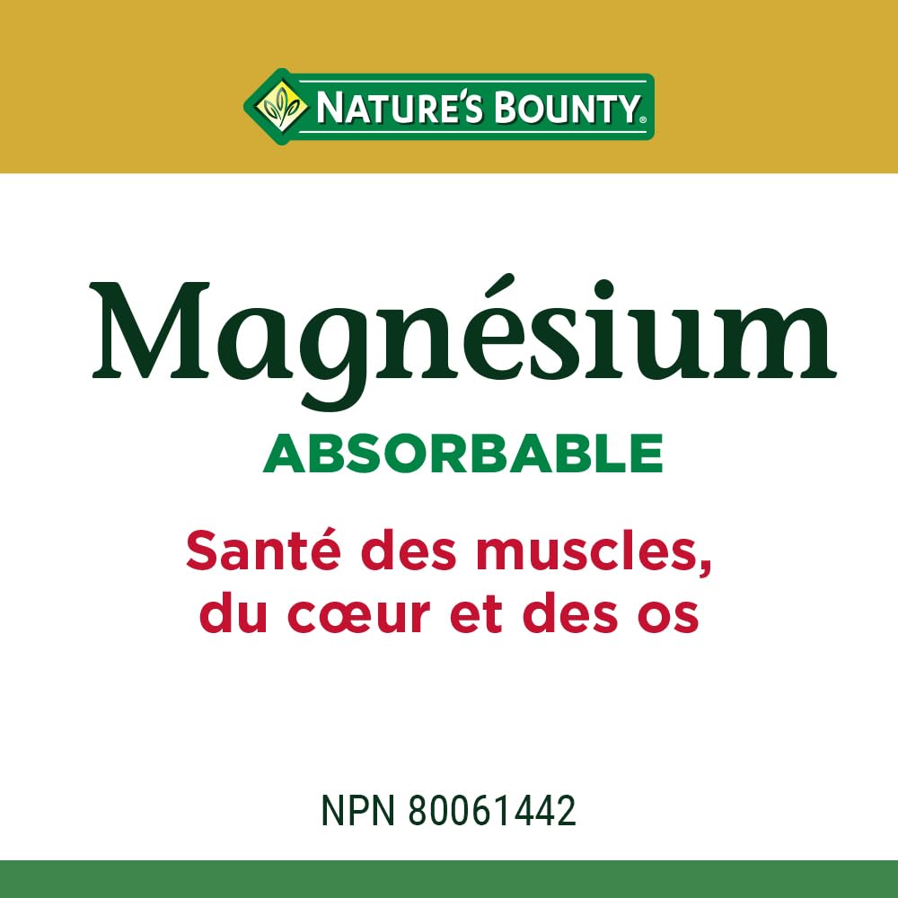 Nature's Bounty Absorbable Magnesium 400mg, Multi-coloured, 125 Softgels 🍁 All In One Marketplace Canada