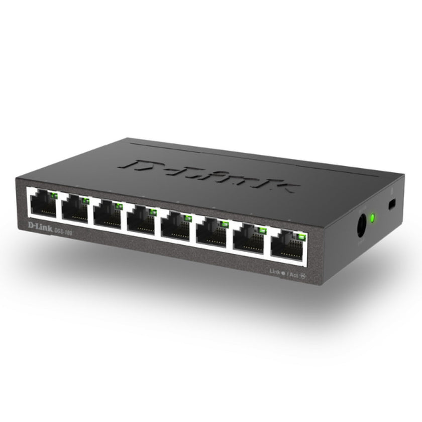 D-Link DGS-108, 8 Port Gigabit Ethernet Switch Unmanaged, Network Splitter, Silent Fanless, Network Hub, Sturdy Metal with Shielded Ports, Compact Desktop/Wall Mount, QoS, Energy Saving, Plug and Play 🍁 All In One Marketplace Canada