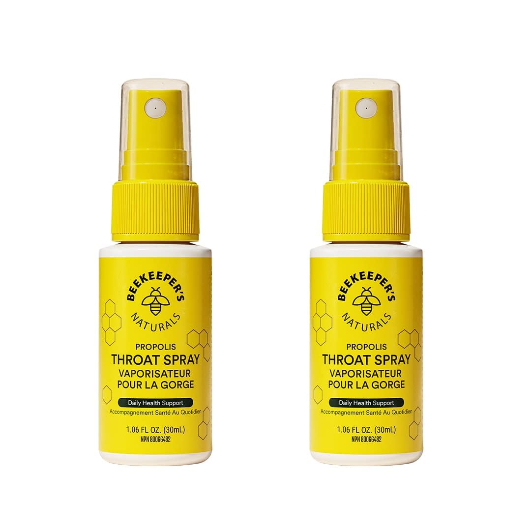 BEEKEEPER'S NATURALS Propolis Throat Spray - 85mg Bee Propolis Extract - Natural Immune Support, Sore Throat Relief & Antioxodant Support - Antioxidants, Keto, Paleo, Gluten-Free 1.06 oz (Pack of 2) 🍁 All In One Marketplace Canada