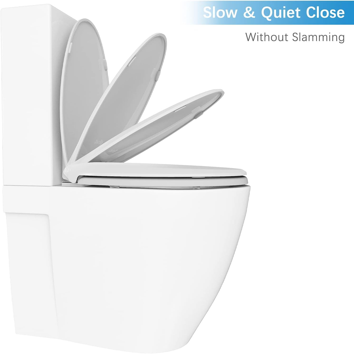 Quiet-Close Toilet Seat Round, Slow Close & Quick Release, Adjustable Quick Screw Attach Non-Slip Hinges, Easy to Install, Universal Fit 🍁 All In One Marketplace Canada