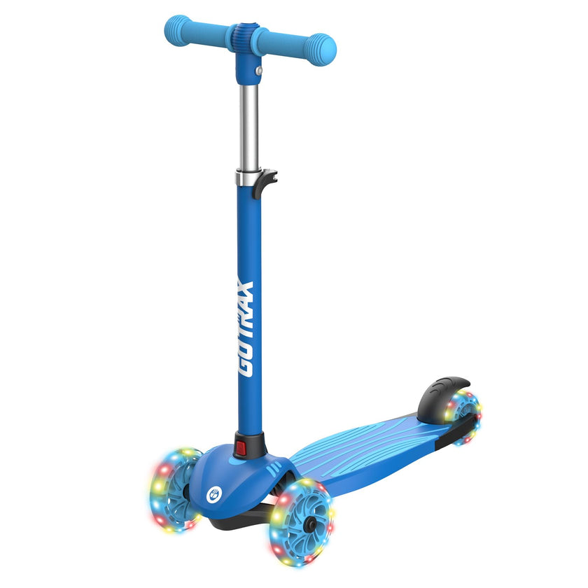Gotrax KS1 Kids Kick Scooter, LED Lighted Wheels and 3 Adjustable Height Handlebars, Lean-to-Steer & Widen Anti-Slip Deck, 3 Wheel Scooter for Boys & Girls Ages 3+ and up to 50 Kg (Blue) 🍁 All In One Marketplace Canada