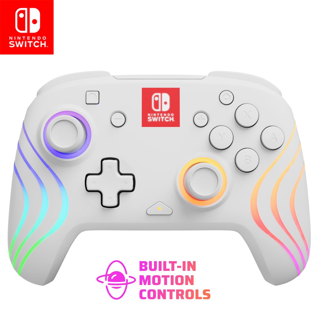 PDP Afterglow Wave Wireless RGB Gaming Controller - Nintendo Switch/Switch Lite/Switch - OLED Model, Nintendo Switch 2, LED Lighting, Rechargeable Battery - White 🍁 All In One Marketplace Canada