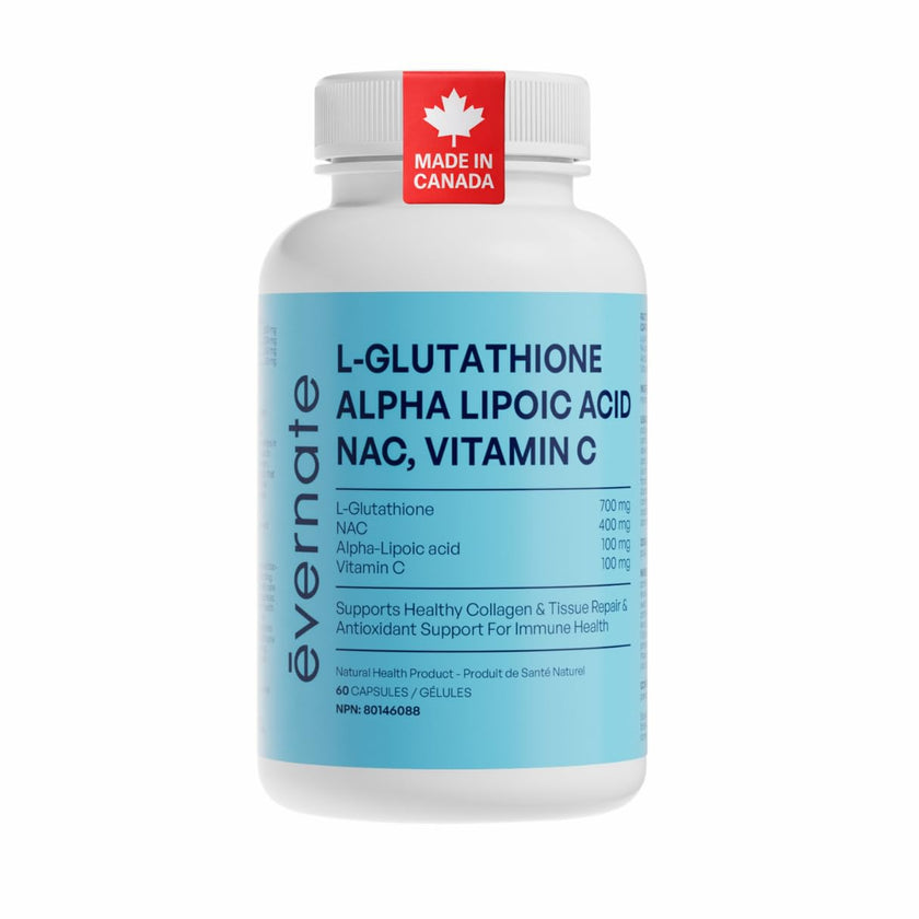 ALL-IN-ONE L-Glutathione 700 mg (Reduced) with NAC 400 mg, Alpha-Lipoic Acid 200 mg & Vitamin C (Per Serving: 2 Capsules) – Advanced Skin Brightening, Antioxidant & Immune Support Supplement – Made in Canada 🍁 All In One Marketplace Canada