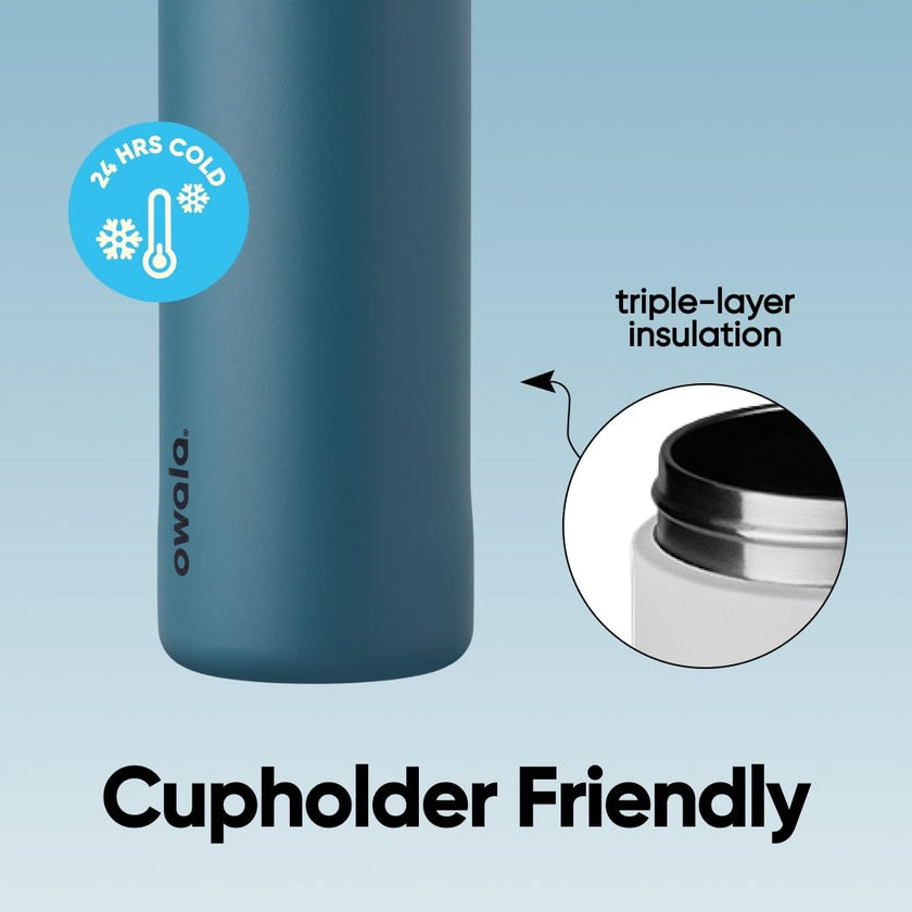 Owala FreeSip Insulated Stainless Steel Water Bottle with Straw for Sports and Travel, BPA-Free, 24-oz, Blue/Teal (Denim) 🍁 All In One Marketplace Canada