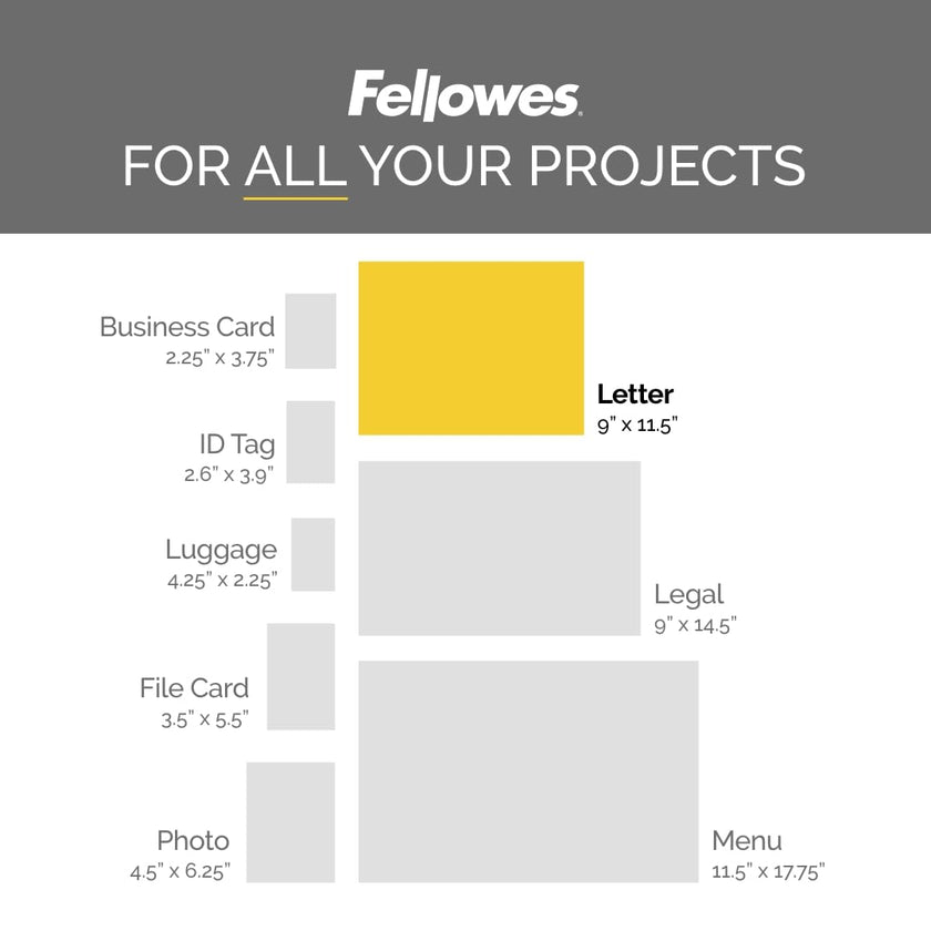 Fellowes Thermal Laminating Pouches, Letter Size Sheets 9 x 11.5-Inches, 3 mil, 200 Pack (5743401), Clear 🍁 All In One Marketplace Canada