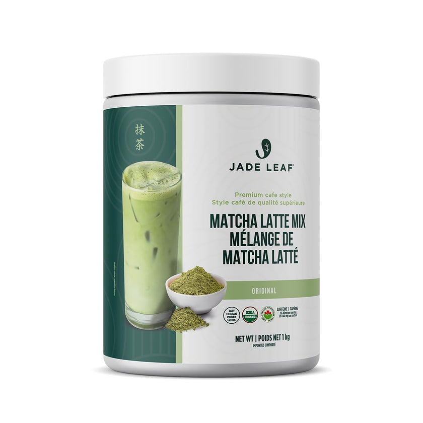 Jade Leaf Matcha Organic Matcha Latte Mix - Lightly Sweet Japanese Matcha Green Tea Powder with Organic Cane Sugar for Café Style Blend, 100 Servings (1kg Tub) 🍁 All In One Marketplace Canada