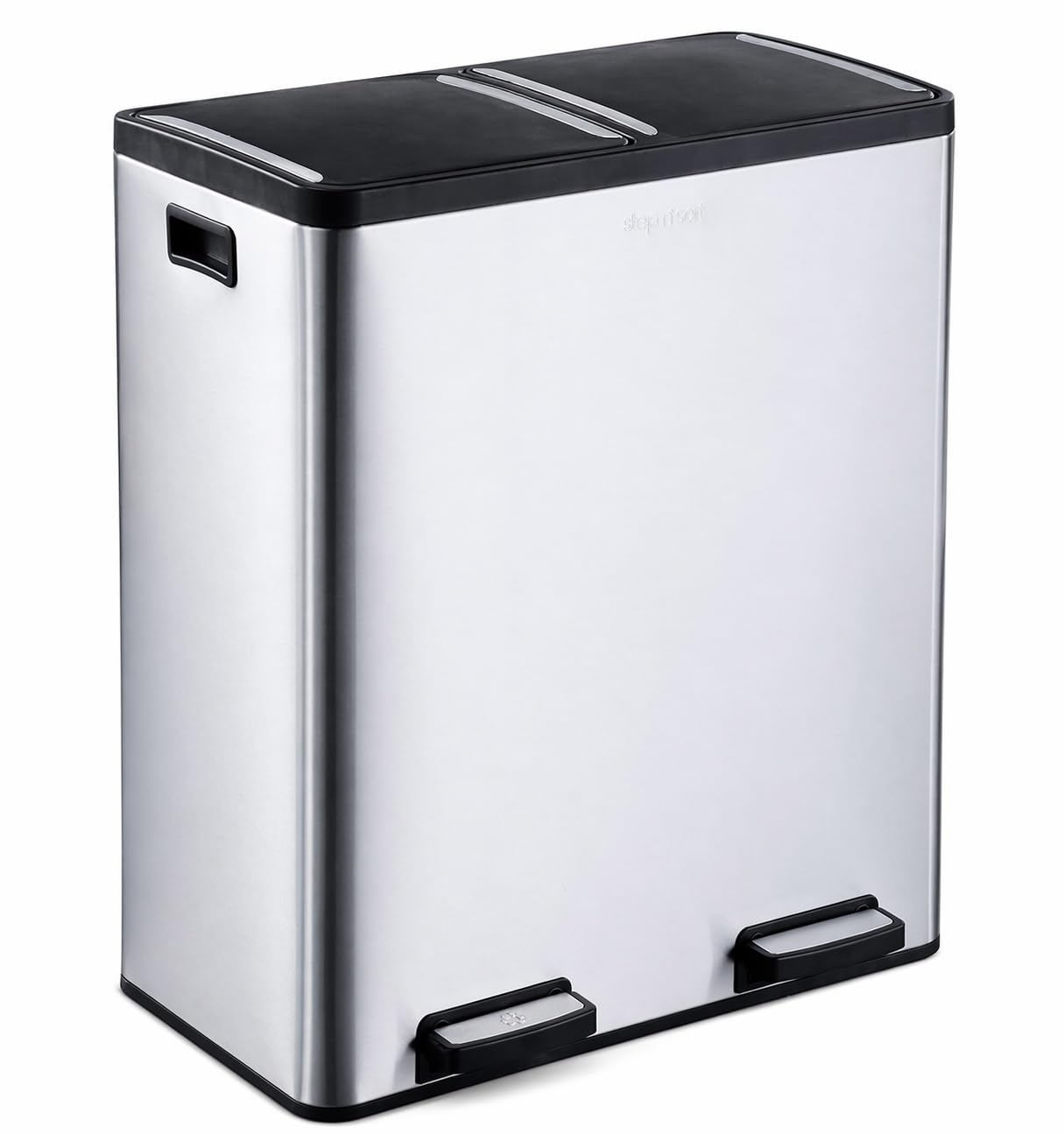 The Step N' Sort 18.5 Gallon Extra Large Capacity, Soft-Step, Dual Trash and Recycling Bin with Removable Inner Bins. Silver 🍁 All In One Marketplace Canada