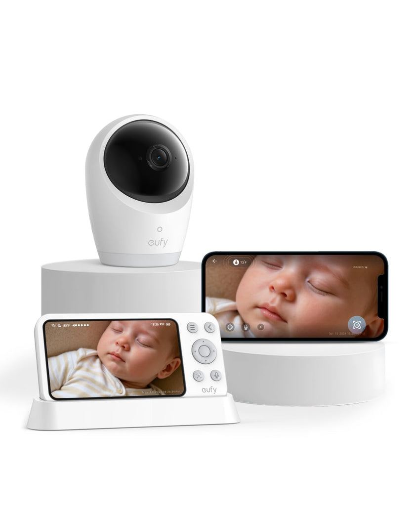 eufy Baby Monitor E21 with 4K Camera, Hybrid Wi-Fi and No Wi-Fi Connection, App and Monitor Control, Ultra-Clear Night View, Pan-Tilt, 8× Zoom, Portable Camera with Built-In Battery, ANR, Smart Alerts 🍁 All In One Marketplace Canada