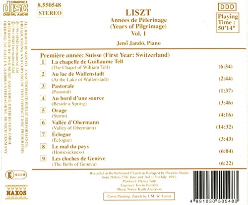 Liszt Annees De Pelerinage Premiere Annee. (Jeno Jando Piano. Rec. 1991. Total Time: 50'14')