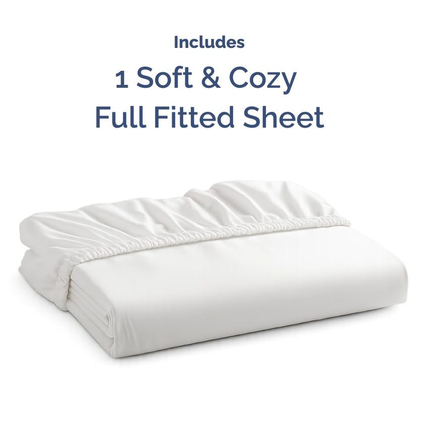 Full Size Fitted Bed Sheet - Hotel Luxury Single Fitted Sheet Only - Fits Mattress Up To 16 - Extra Soft, Wrinkle Free, Breathable & Cooling - Bottom Fitted Sheet - White Single Fitted Sheet Only 🍁 All In One Marketplace Canada