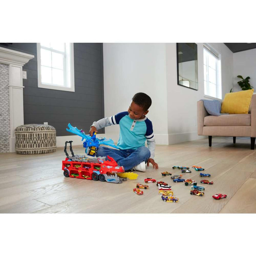 Hot Wheels City Toy Car Track Set, Ultimate Dual Dragon Transporter & 2 Die-Cast Cars, Large-Scale Dragon & Detachable Dragon, Stores 20+ Vehicles 🍁 All In One Marketplace Canada