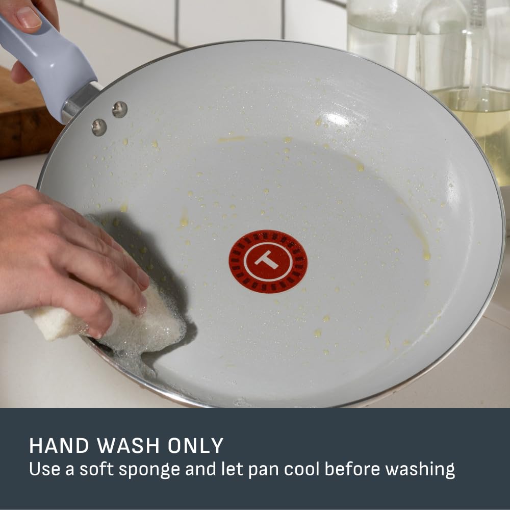 T-FAL Refresh Ceramic Nonstick Fry Pan Set, 2 Pieces, 8 Inch (20 cm) & 10 Inch (26 cm), Eco-Friendly, Durable for Healthy Cooking, Moon Grey 🍁 All In One Marketplace Canada
