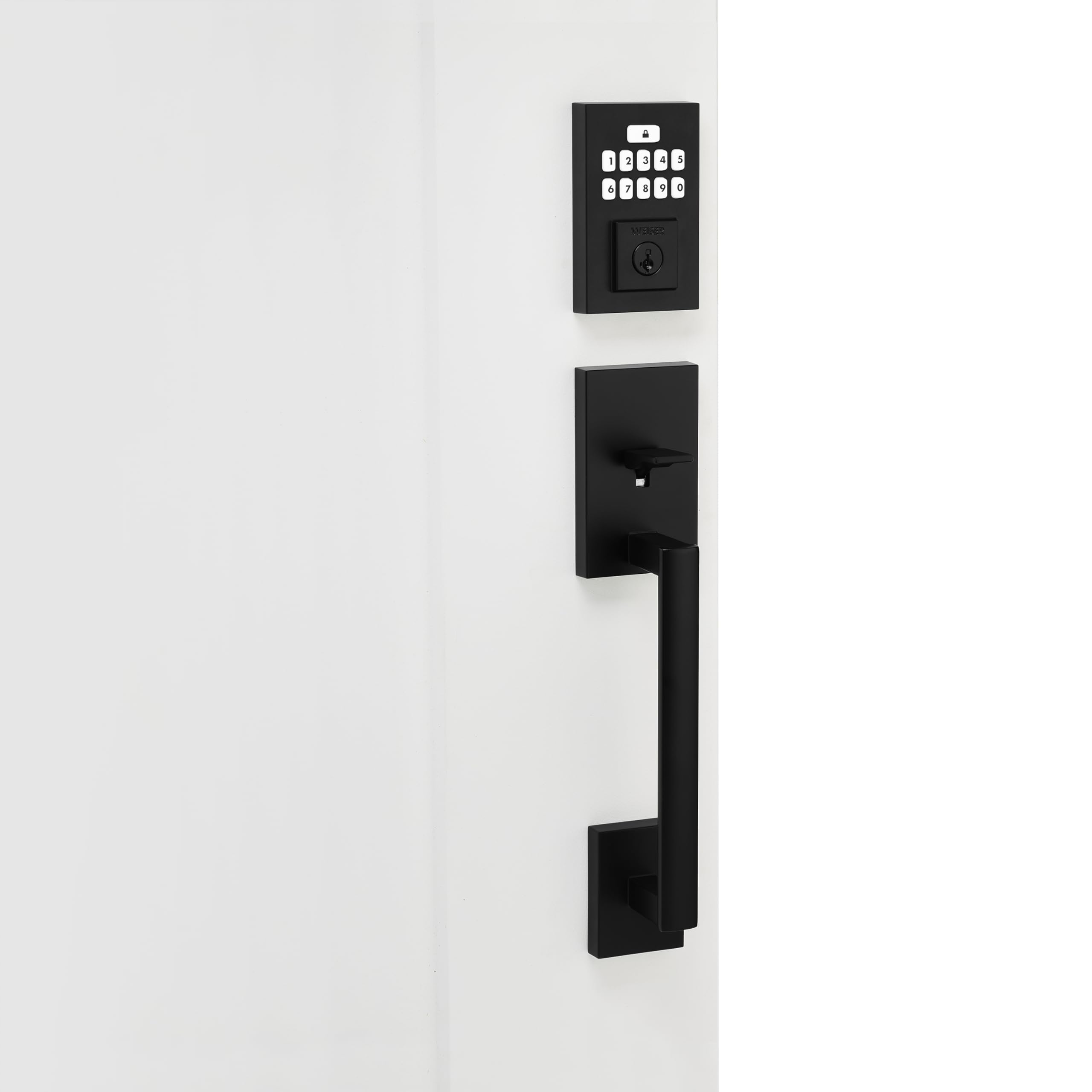 Weiser Matte Black Front Door Lock and Handle Set, SmartCode Keypad Door Lock with San Clemente Handleset & Halifax Interior Door Handle, Keyless Entry Door Lock, Front Door Handles with Deadbolt Lock 🍁 All In One Marketplace Canada