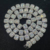 S925 Silver Inlay Rectangular Moissanite Diamond Cuban Link Chain