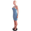 Women's Fashion Suspenders Slit Denim Dress