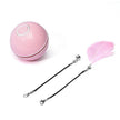 USB Rechargeable LED Rolling Cat Ball Toy with Feather & Bell – Blue, White, Gray, Pink