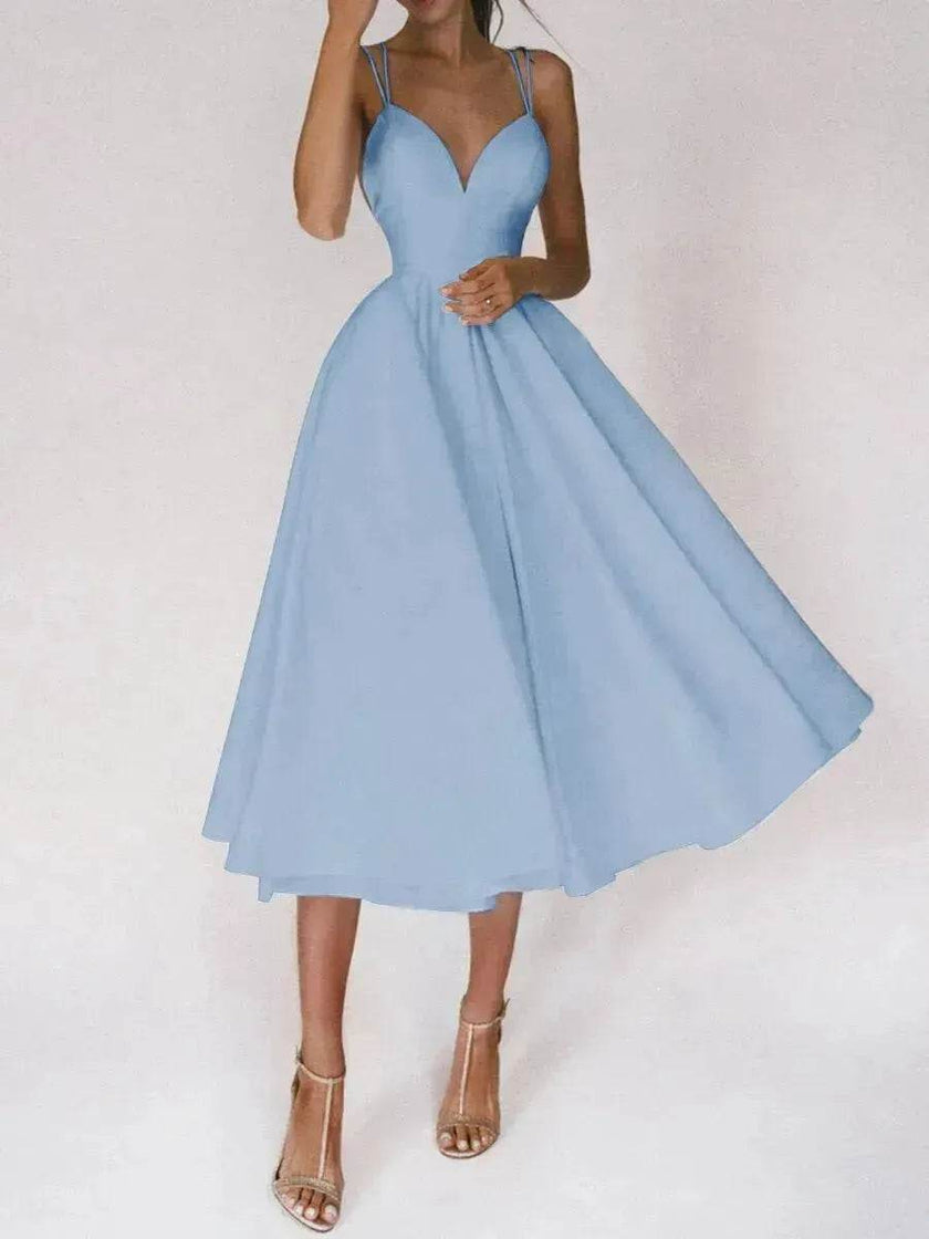 Charming V-neck Suspender Dress Summer Fashion A-Line Long Dresses For Women Sleeveless Skater Dress for Wedding cocktail evening  dinner party events