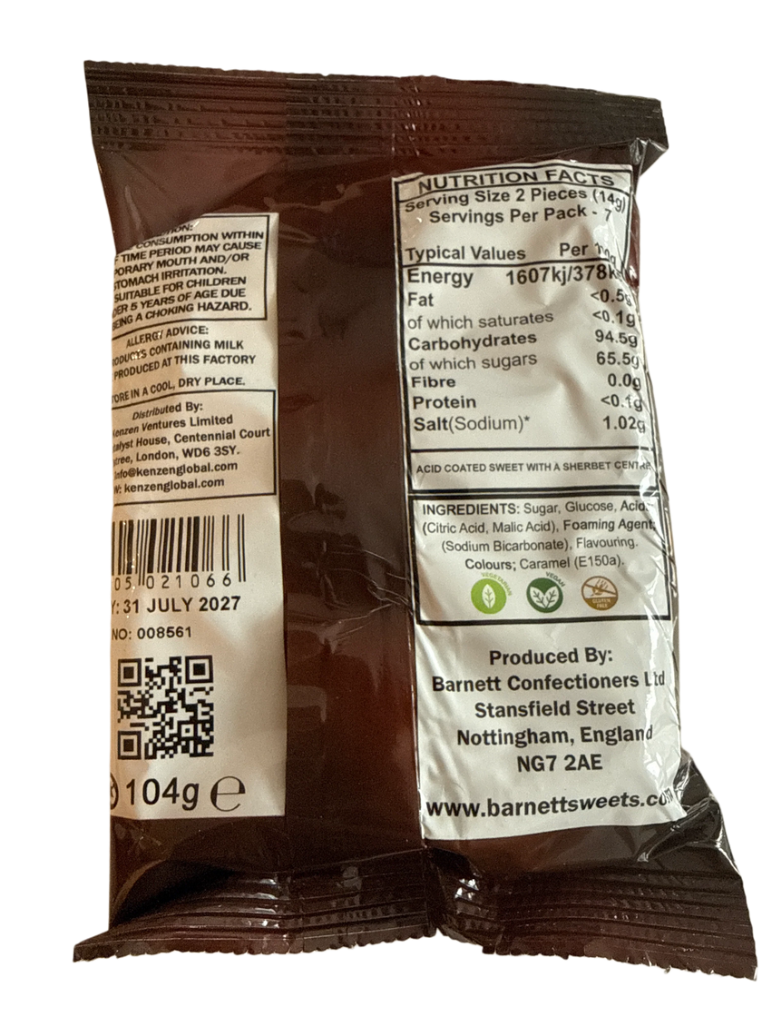 Barnetts Mega Cola Candy 104G - U.K Edition