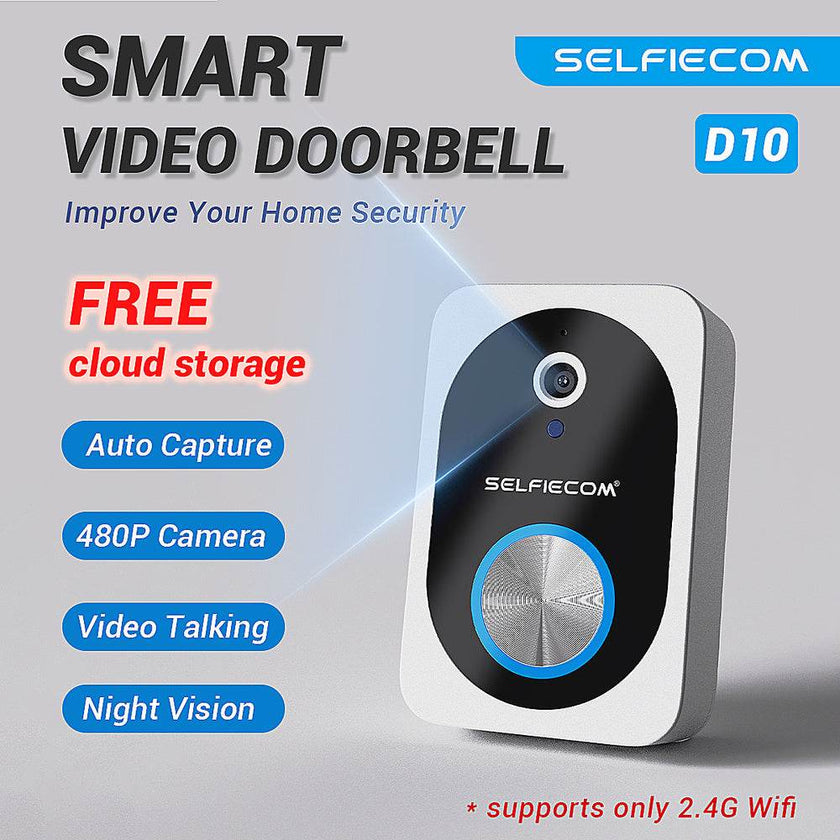 D10 Intelligent Wireless Doorbell Camera With Rechargeable Battery, Two-way Audio, 2.4G Wi Fi, APP Remote Intercom, Free Rolling Cloud Storage Built-in Battery