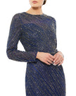 Long Sleeve Beaded Column Gown
