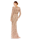 Long Sleeve Beaded Column Gown