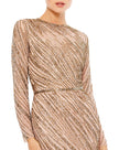Long Sleeve Beaded Column Gown