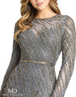 Long Sleeve Beaded Column Gown