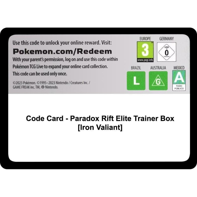 Code Card - Paradox Rift Elite Trainer Box [Iron Valiant] (PAR)
